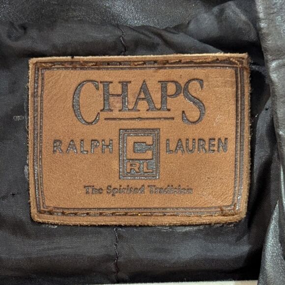 Vintage Ralph Lauren x Chaps U.S ARMY 100% Leather Moto Jacket Men's S in black - Picture 9 of 9